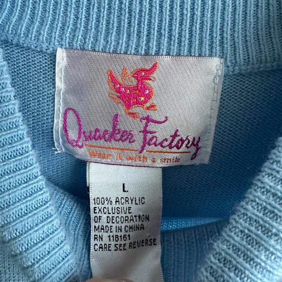 QUACKER FACTORY Light Blue Sequined Mock Turtleneck Ladies Sweater, L - Picture 3 of 5